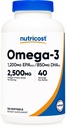营养成本Omega 3 鱼油 - 2500MG,120 Softgels (40 Serve) - 鱼油,野生抓获! 1200mg EPA 850mg DHA - 非GMO,无胶体