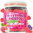 Inositol Gummys for Women + Chasteberry, Myo-Inositol & D-Chiro Inositol 2000mg + 50mg 理想 40:1 与甲基B12 & Folate, Choline, 镁,维生素D3 总体健康的比例,包装 2
