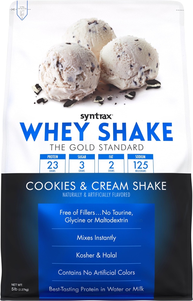 Syntrax 营养 Whey 摇摆,冷滤和未定型 Whey 蛋白质粉混合剂, Cookies 和 Cream 摇摆, 2 lbs, 真正的 Cookie 片
