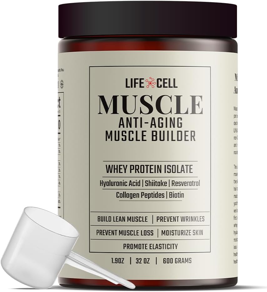 LifeCell Whey蛋白 – 抗衰老肌肉建构器,配有 Shiitake Mushroom, Collagen & Hyaluronic Acid – 无味,无糖,无豆,无胶,600g(18种服务)
