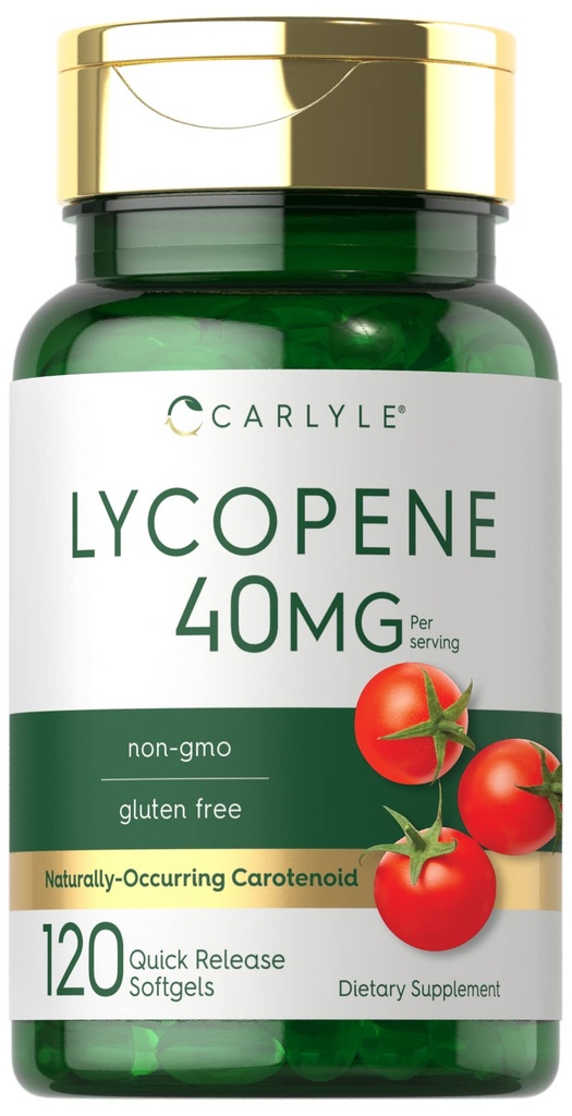Carlyle Lycopene 40mg 120 Softgels 自然而然的Carotenoid | 非GMO和Gluten免费补充品