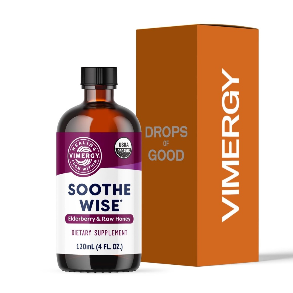 Vimergy Soothe Wise* – 快速吸附Imune 支持 长莓糖浆和Raw,有机蜂蜜 – Coats and soothes 呼吸组织 – USDA认证 有机,维冈,Paleo-Friendly,Gluten-Free.