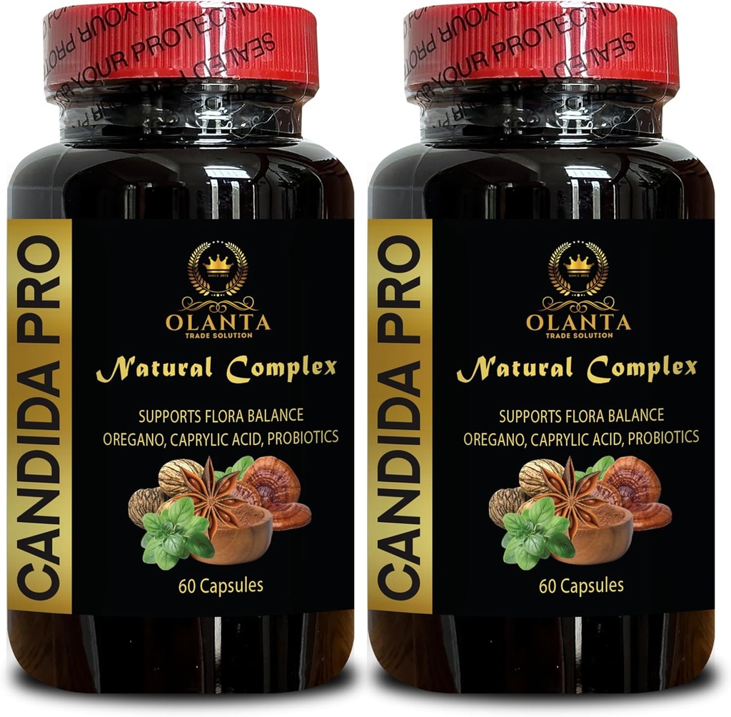 普通Candida PRO - 天然草药Oregano和Caprylic酸,消化性健康,辅生,Candida Detox,黑胡桃,Wormwood - 2瓶