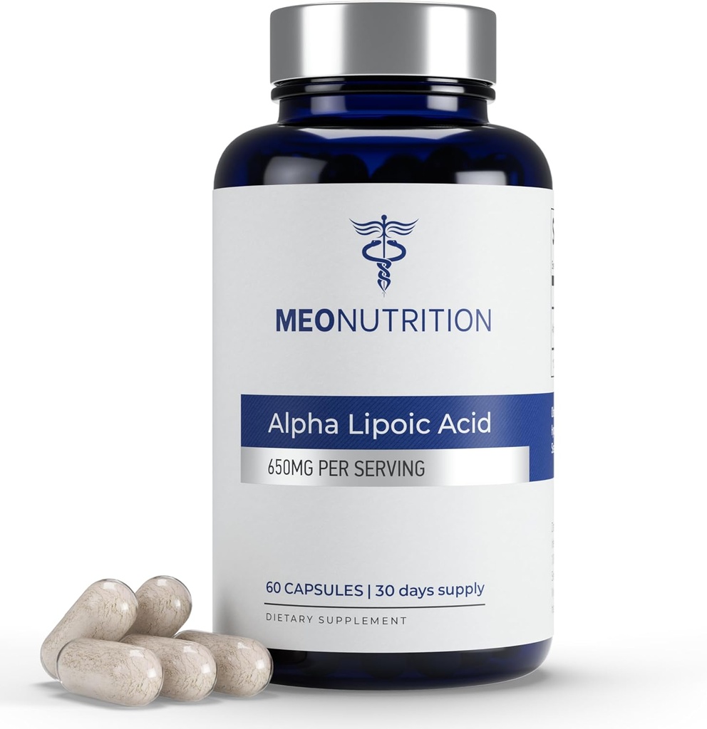 Alpha Lipoic Acid 650mg – 60 Capsules → Non-GMO, Gluten-Free, GMP 认证 → 支持抗氧化剂健康与代谢性健康 → 美国制造