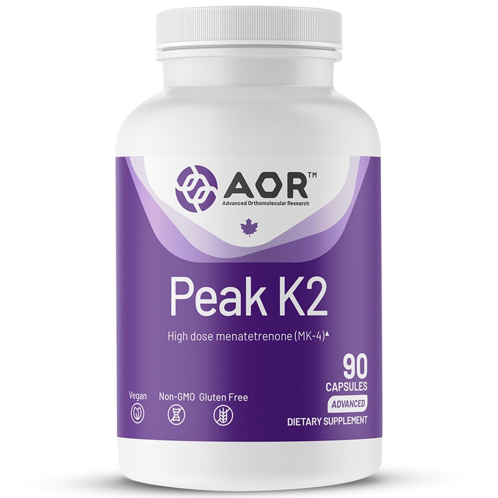 AOR,Peak K2,支持骨骼和心血管健康及正常血液克隆,饮食补充,90种服务(90个胶囊)