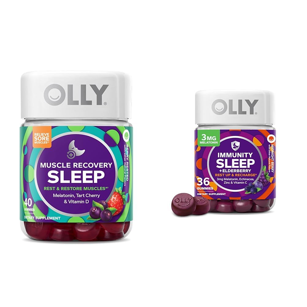 OLLY 肌肉复苏 睡眠 古米 40 个豁免 睡眠 美拉图宁 古米 36 个 Bundle 伯爵