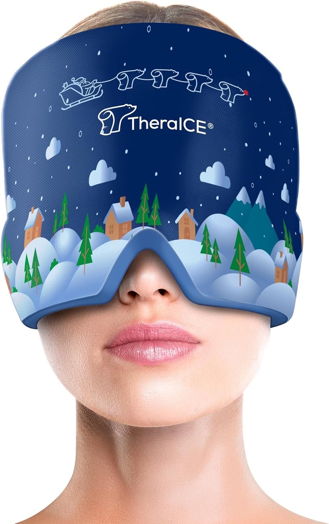 TheraICE Migraine Relief Cap, Cooling Gel Hat, Soothing Heache Ice Pack Mask 产品,面部冷压缩头包用于紧张和压力