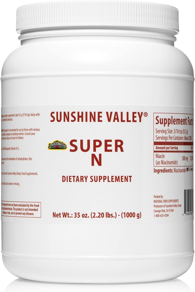 阳光谷 超级 N Niacinamide Powder (35 oz) - Niacin Vitamin B3 能源,文摘,抗衰老和健康皮肤的饮食补充 - 天然,无氟