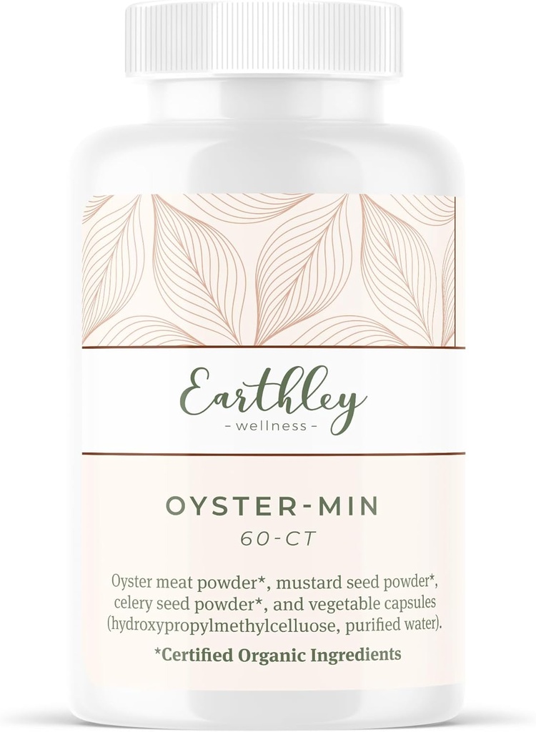 Earthley Wellness, Oyster-Min Capsules,天然锌和矿物补充,促进能量和混合物,富含抗氧化剂和氨基酸,100%纯和生物可用(60 Capsules)