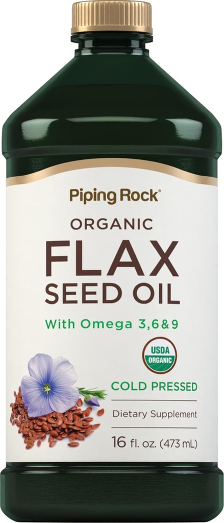 (原始内容存档于2018-10-21). Piping Rock Flaxseed Oil 16 Fl Oz 与Omega 3 6 9 有机冷压液体补充 QQ Vegetarian, Non-GMO, Gluten Free Formula.