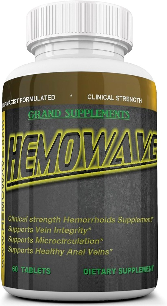 HEMOWAVE The Natural approach to Hemorrhoid, and Piles Swelling Relief. 血清的自然方法,和皮尔斯栖息救济。 加上维生素K. 60平板