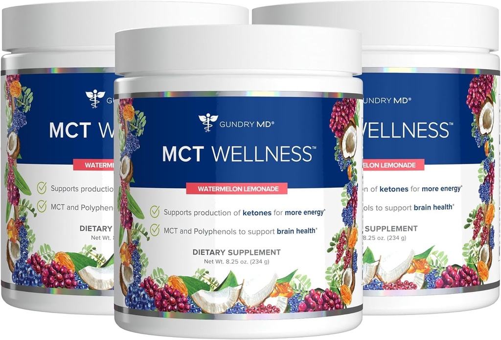 Gundry MD MCT 支持能源、酮生产和脑健康、Keto 友好型、无糖型(90天供应、西瓜柠檬油)