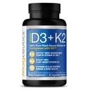 维生素D3 K2与MCT,5000 IU Vegan D3 & 100 mcg MK7 K2,支持强骨和免疫健康 - 60 Capsules(60天供应)