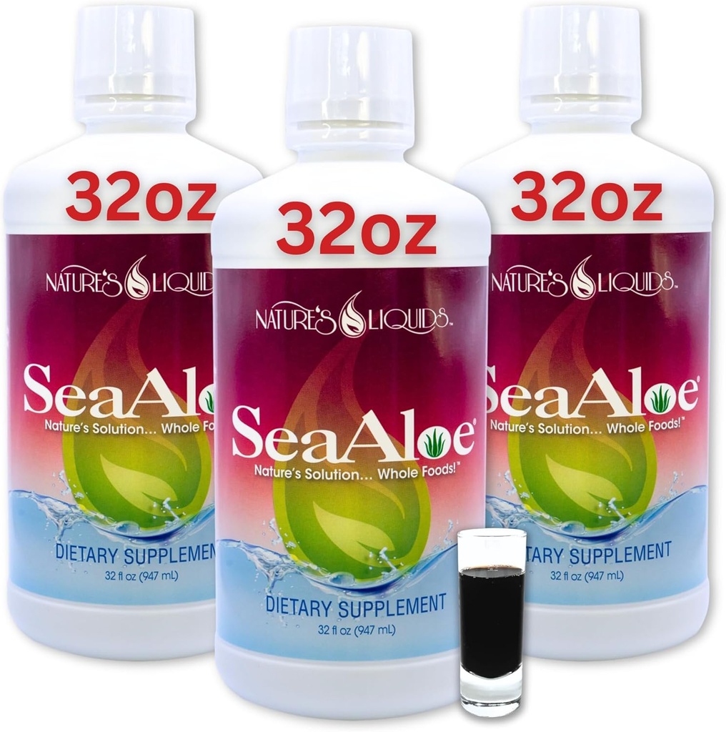 天然液体(Aloe Vera Juice Oceanic Elixir)——甲状腺素、文摘和免疫支持的专有植物混合物,32oz(包3)