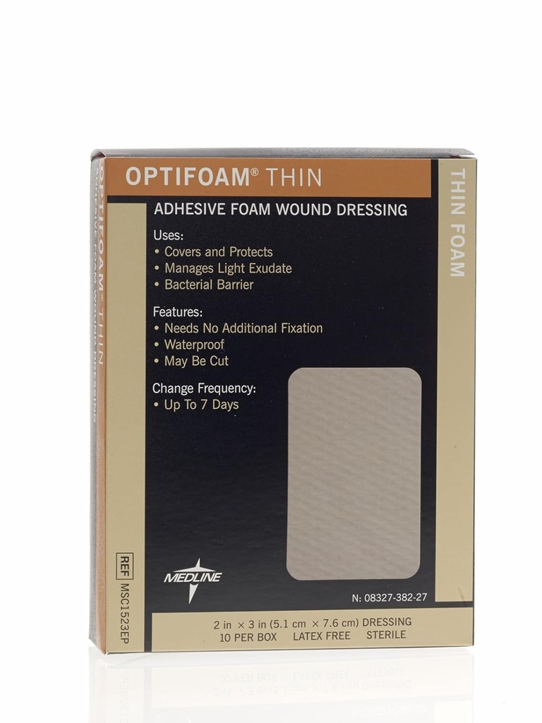 Medline Optifoam 薄胶粘合剂, 2" x 3" (包装为 10)