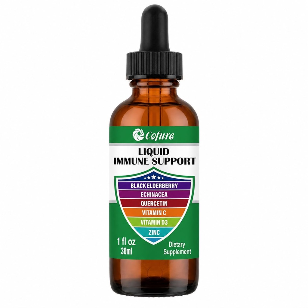 锌 奎西丁维生素C D3 液态免疫支持 有机Echinacea Elderberry,成人免疫防御滴补剂-维冈,非GMO,Gluten Free - 1 Fl Oz