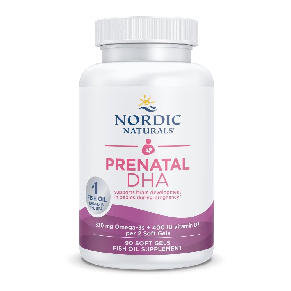 北欧天然物 产前DHA,不味 - 90 软宝石 - 830 mg Omega-3 + 400 IU 维生素 D3 - 支持孕期和哺乳期婴儿的大脑发育 - 非GMO - 45 服务对象