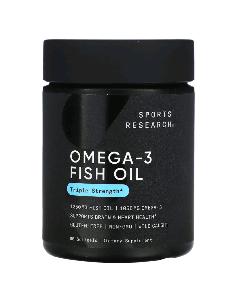 体育研究Omega-3 鱼油,三重强力,60软胶