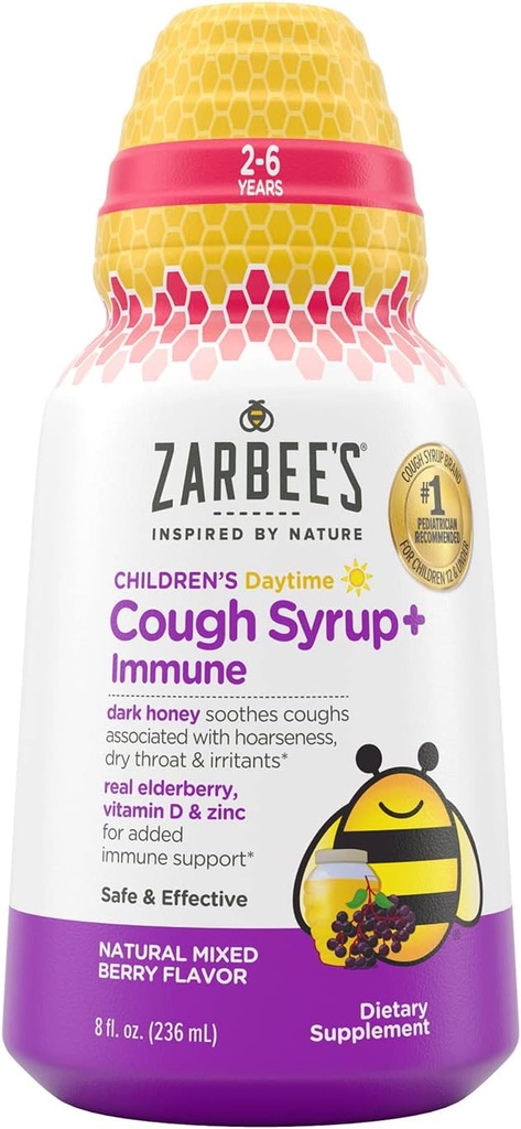 Zarbee's Kid's cough + Immune Day - 8oz (英语).