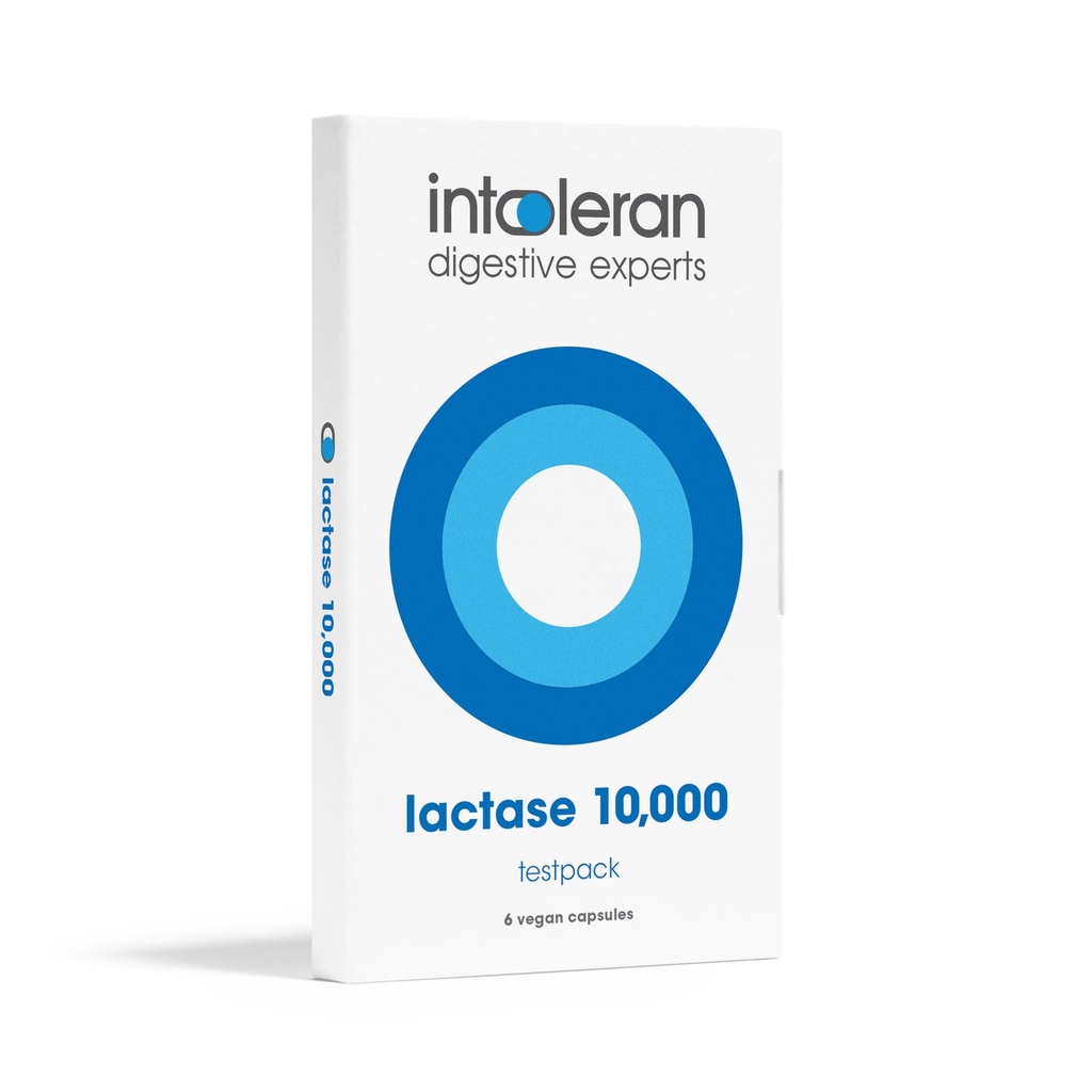 (原始内容存档于2018-10-03) (英语). Intoleran Lactase 10,000 Digestive Enzyms Testpack - 6 Capsules + 补充乳糖不耐症 + Lactase Enzyme 帮助 Digustry & Lactose + 高剂量和快速代理 + Vegan + 低FODMAP