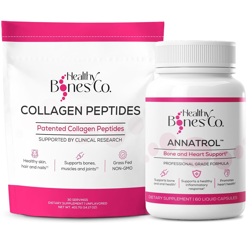 Annatrol Bone 支持 & FORTIBONE Collagen Peptides w/FORTIGEL, VERISOL 和 TENDOFORTE - 完整 Bone, 联合, 皮肤, 头发, 钉子和元件支持 \\ 1个月供应(邮袋, 401.7G)