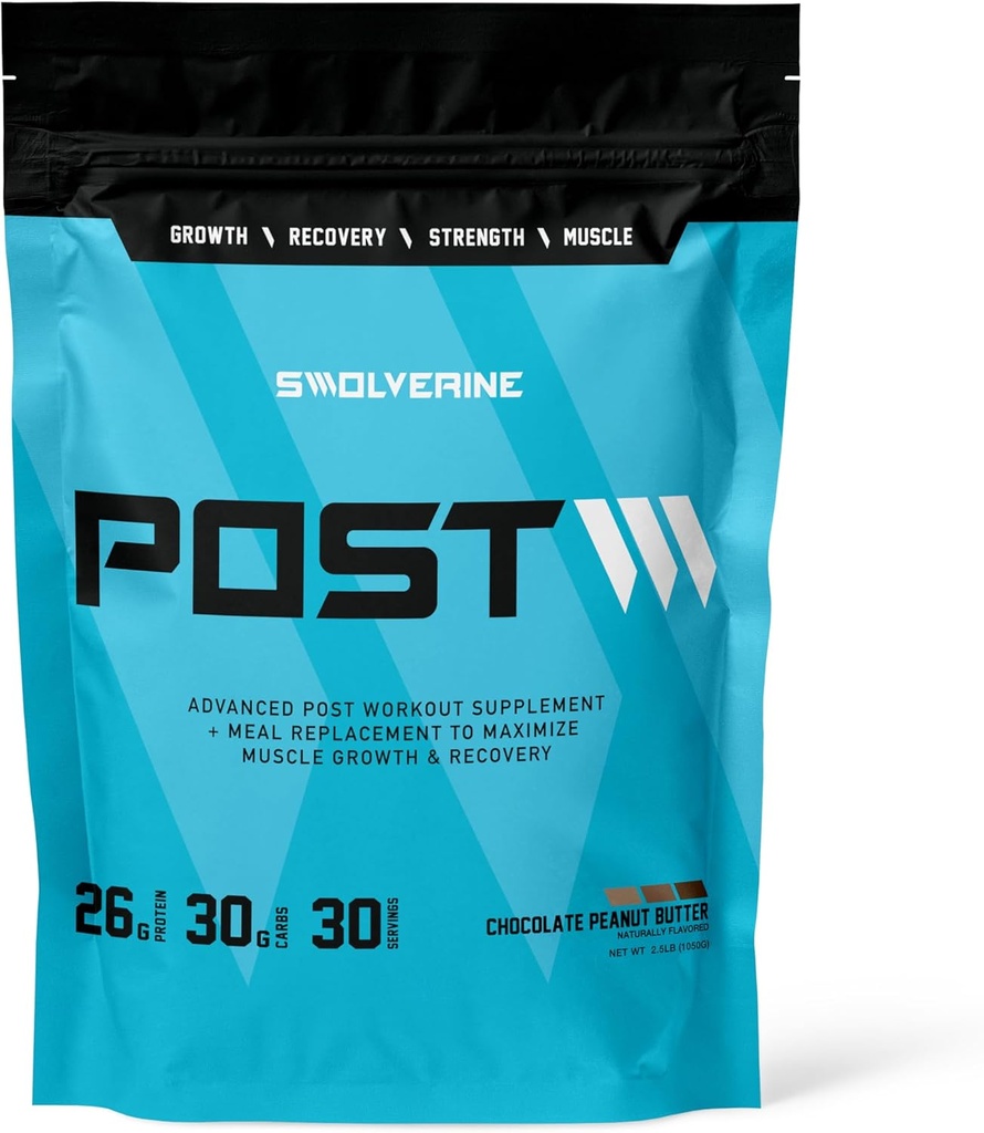 Swolverine Post QQ 工作后恢复和肌肉造型公式, Pea 蛋白质异聚酸酯, Pea Starch Carb10, L- Glutamine, Coconut水(焦油花生酱,30种用途)