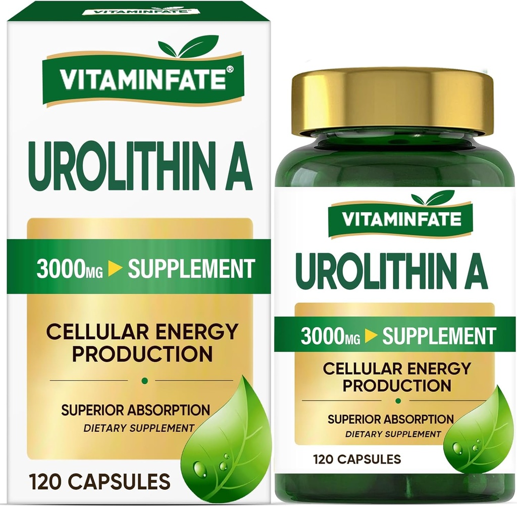 3000 MG Urolithin A 补充剂 -- -- 120 Capsules 支持抗氧化剂、增强健康老龄化、Mitochondrial、男女细胞修复