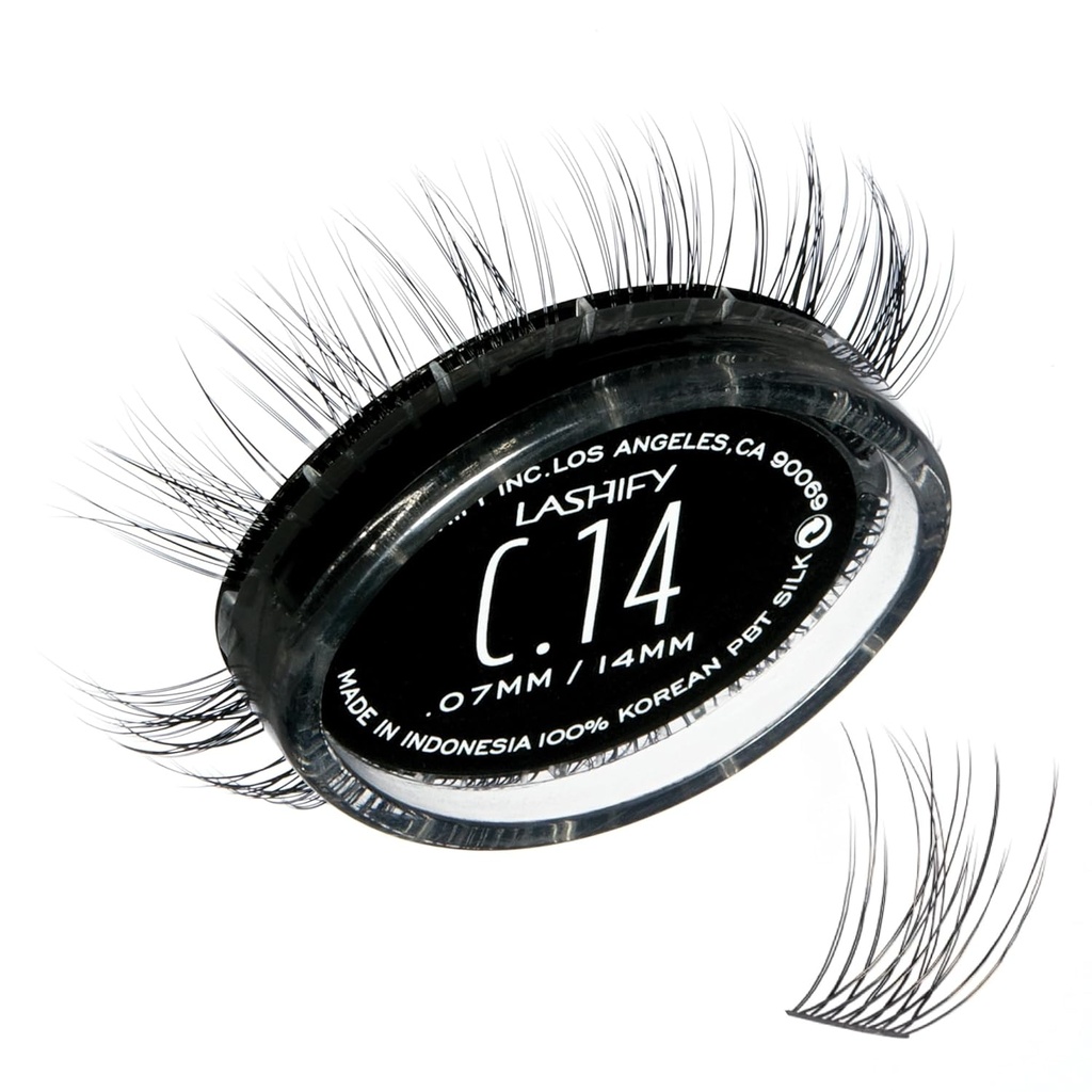 Lashify Curl 14mm Gossamer DIY 眼片扩展重填,黑,易的假眼片用于自然外观