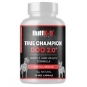 BuffK-9 True Champ 2.0 Muscle Building Supplements for Dogs, Canine 支持卡普尔,配有维生素B6 B12 Ashwagandha Folate for Muscle, Bone and United Support, 30 Veg Capsules 支持卡普尔