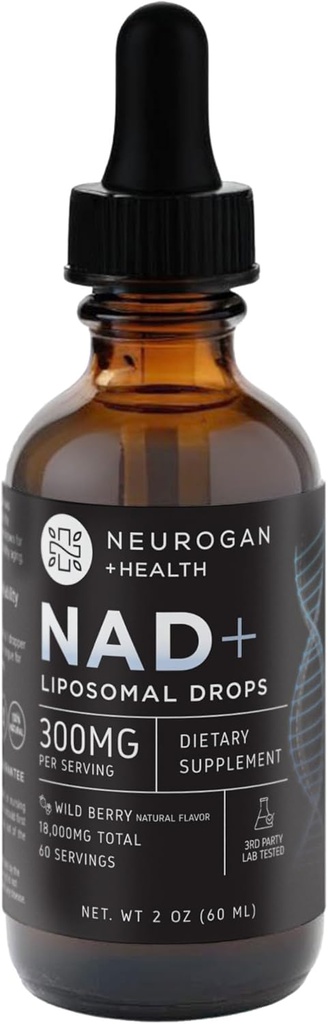 Neurogan NAD+ Liposomal Drops - 每人300mg, 总计18,000mg - 液体 Drops 补充 - 细胞与免疫支持 NAD 补充 - 尼科蒂纳米德 Adenine Dinucleotide 供妇女和男子使用