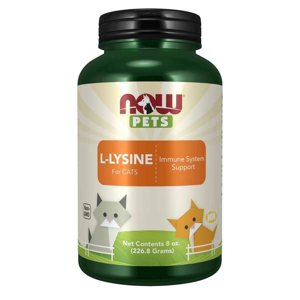 Now Pet Health, L- Lysine Supplement, Powder, 为猫类设计, NASC 认证, 8-Ounce