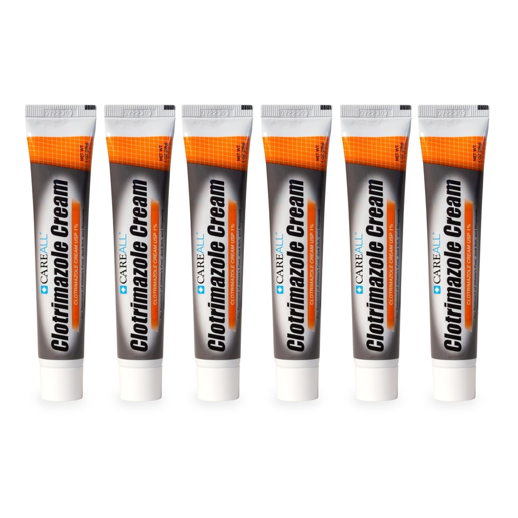 Careall Clotrimazole Antifungal Cream 1% USP 1.0 oz. (6 Pack), Coures Most Athlete的脚, Jock 痒和环虫, Sooths 和 Relieves 痒痒,烧伤和裂痕来自这些条件