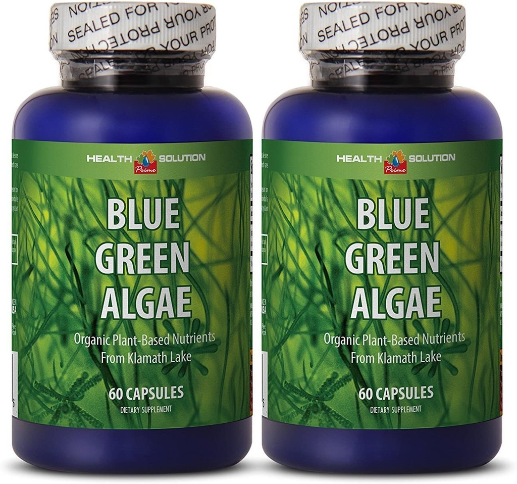 Klamath蓝绿色藻类 -- -- 来自Klamath湖的BLUE GREEN ALGAE 500MG -- -- 抗氧化剂营养补充剂、螺旋藻丸额外强度、妇女免疫增强剂能量丸 -- -- 2瓶120卡普苏尔