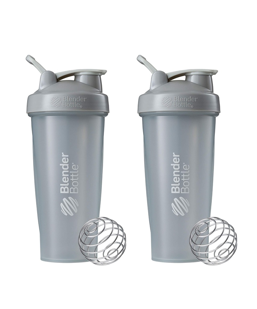 BlenderBottle Classic Shaker Bottle Protein Shakes and Pre Workout, 28-Ounce (2 Pack), Pebble Grey (英语:Peble Grey) 最佳蛋白质摇摆和预演的瓶装