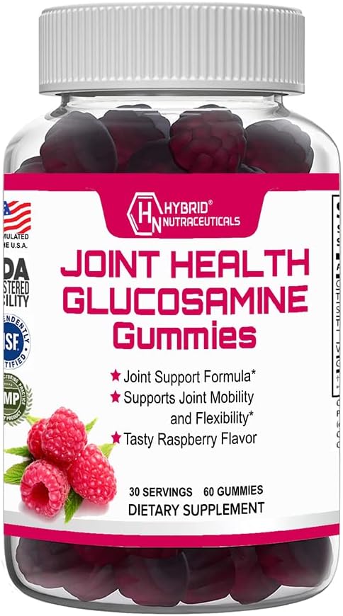 混合营养素联合健康补充剂 -- -- Glucosamine Gummys与维生素E -- -- 支持联合流动和灵活性支助补充剂,Raspberry Flavor -- -- 60古米