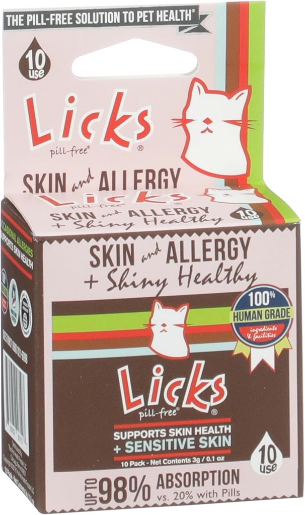 Licks - 猫过敏 - 猫皮和过敏 - LiquiPaks - 10 使用
