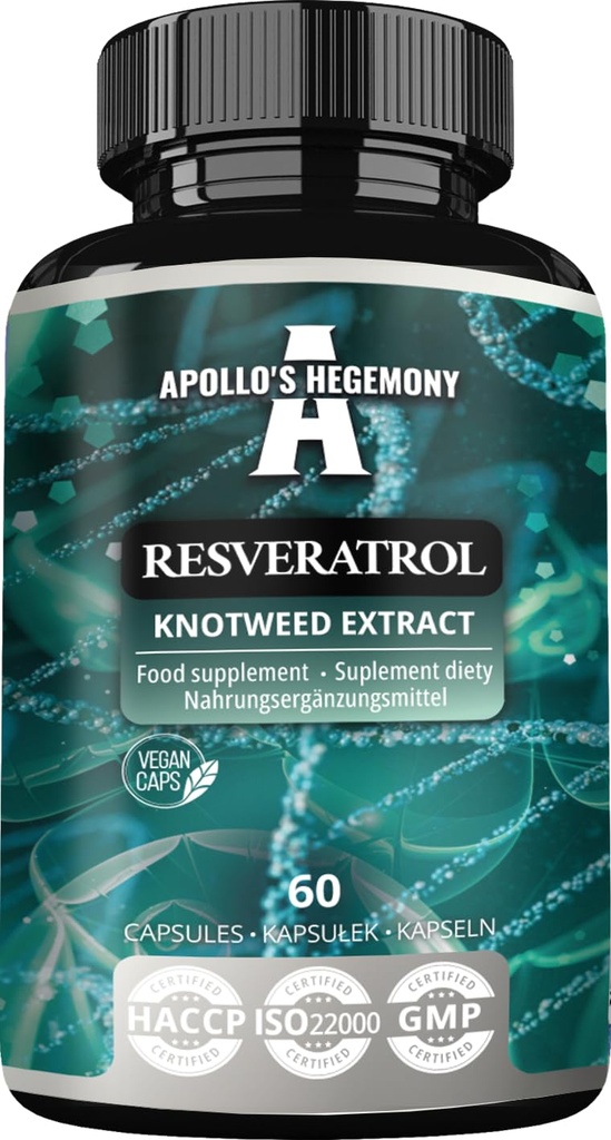 APOLLO的HEGEMONY Resveratrol 高剂量400 mg - 60 Vegan Capsules - 2个月供应 - 98%来自日本 Knotweed 提取 - 天然抗氧化剂