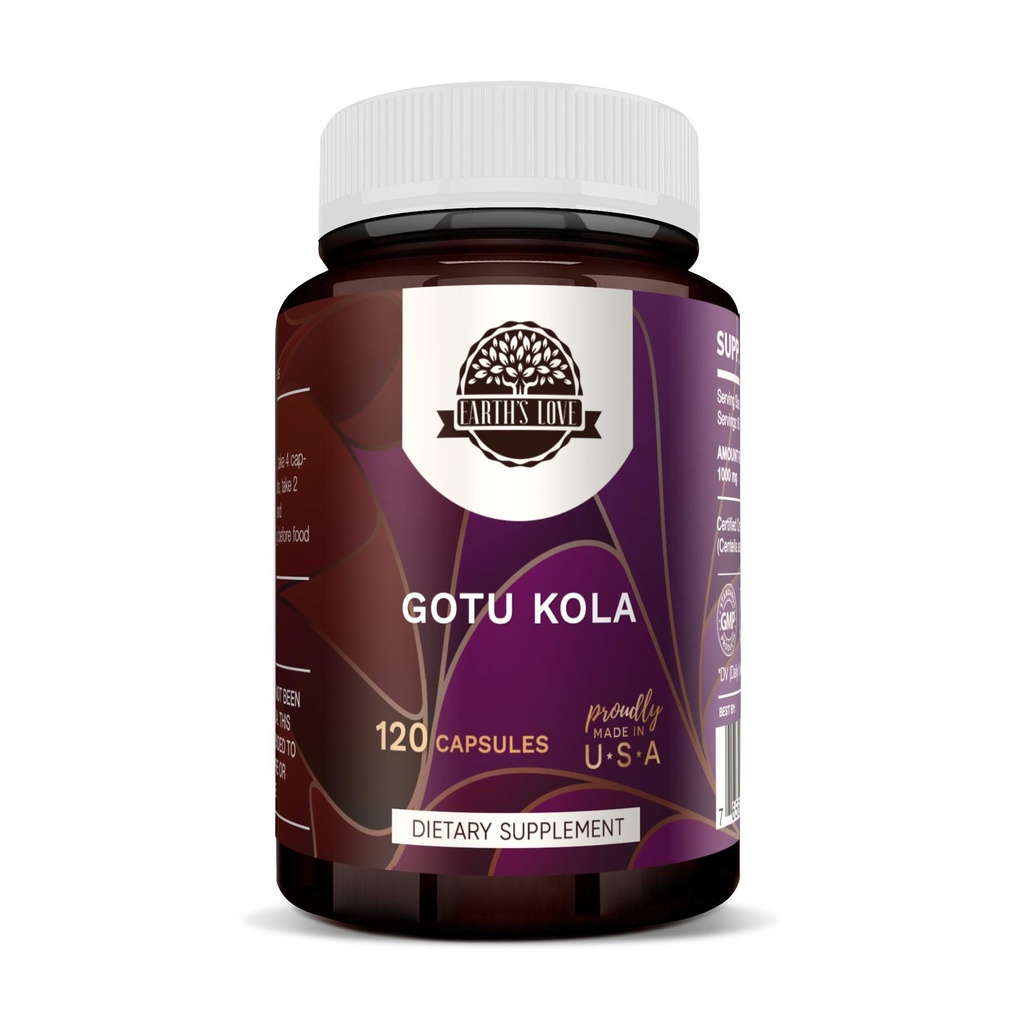 地球之爱——Gotu Kola 120卡普尔,500毫克,Gotu Kola (Centella Asitica) 干草(120卡普尔)