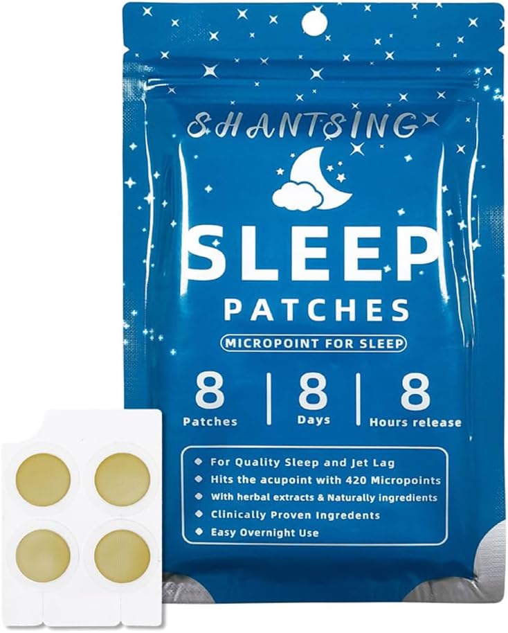 成人睡眠补丁,Jat Lag睡眠援助支持补丁 420 Hyaluronic酸微点,应用于Yintang,Anmian Acupoint,持续使用四周,天然草药原料,8个计数