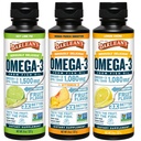 Barlean的Omega 3 鱼类油液补充剂 3 - Flavor Variey Pack for Men and Women, EPA 和 DHA 脂肪酸,包括 Key Lime Pie, Lemon Crème 和Mango Peach Flavors, 8 oz