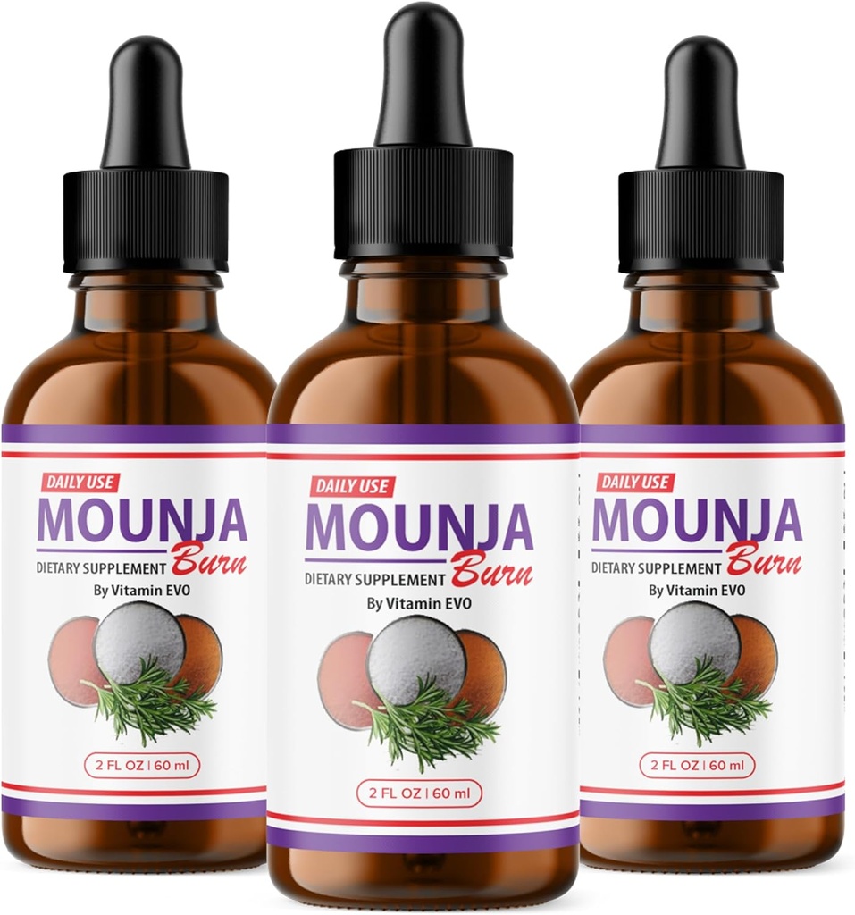 (3 Pack) Mounja 燃烧滴 - 官方公式 - Mounja 燃烧 饮食补充剂 Drops, Mounja 液体滴 - 最大强度总体健康支持公式 Mouja Burn Mounja 燃烧高级(3瓶)