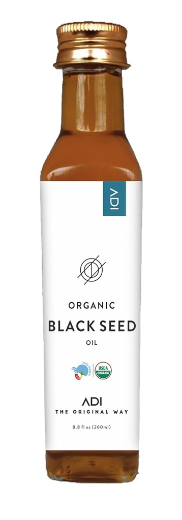 ADI 天然黑籽油 8.8 oz, 100%纯未炼冷压液油,玻璃瓶,USDA认证,Nigela Sativa, Rich in Omega 3-6-9