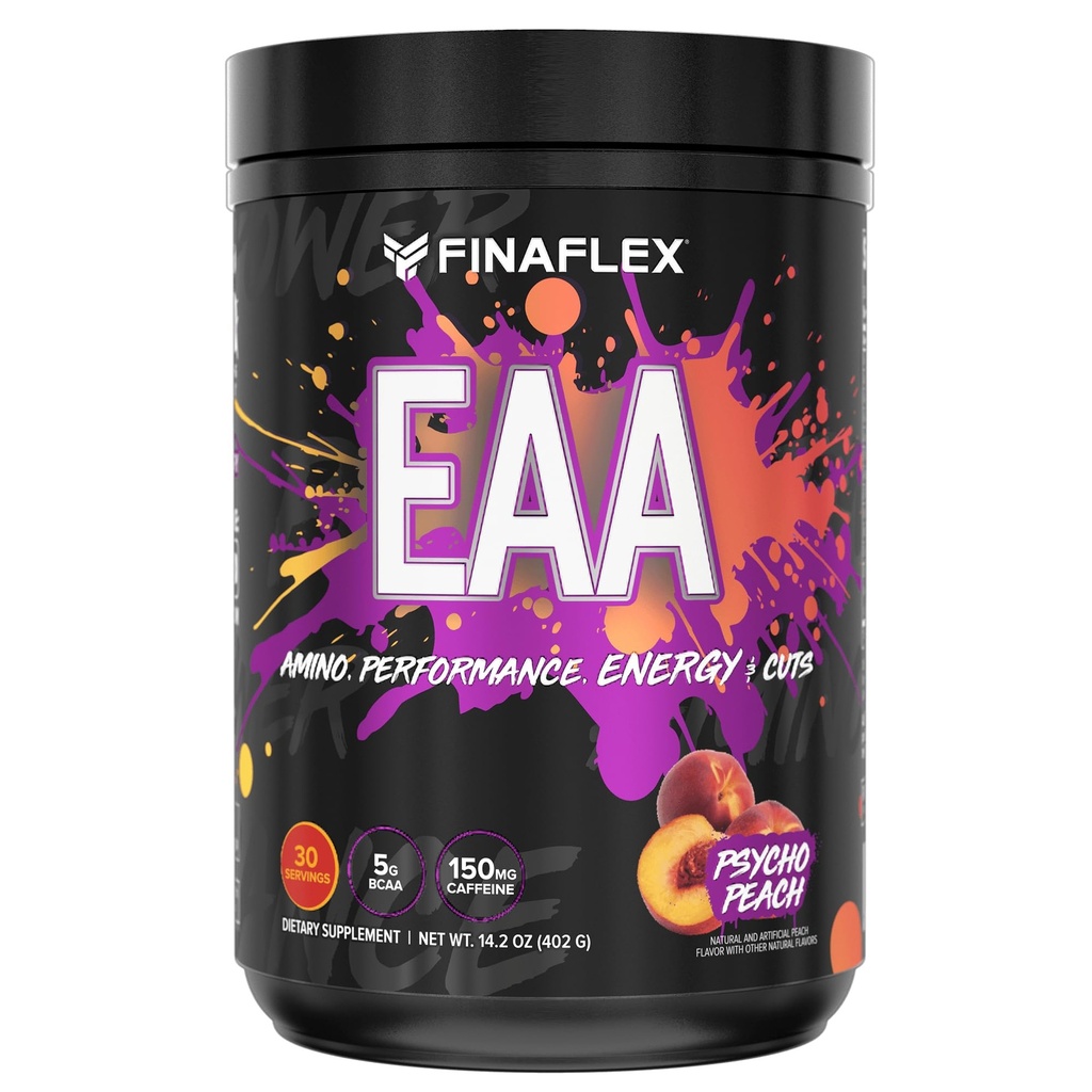 FINAFLEX EAA, 心理桃 - 14.2 oz - 促进性能,能量和剪切 - 与BCAAs, L-Glutamine, L-Arginine, Acetyl-L-Carnitine & Cafeine - 30 服务