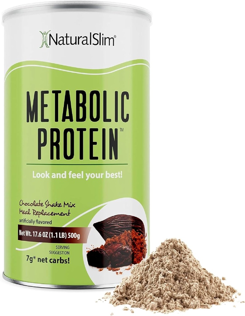 NaturalSlim Metabolic Whey蛋白粉巧克力 — 低碳, 食品替代摇摆w/维生素, 矿物和氨基酸 L-Glutamine — — 大品味和非常充沛的蛋白质摇摆, 10种服务, 17.6oz