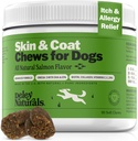 Deley Naturals Skin & Coat Chews - 配有Omega 3鱼油,生物素,Collagen和基本维生素的狗过敏Chews - 支持狗痒性皮肤减肥,减少干燥和健康煤 - 在美国制造