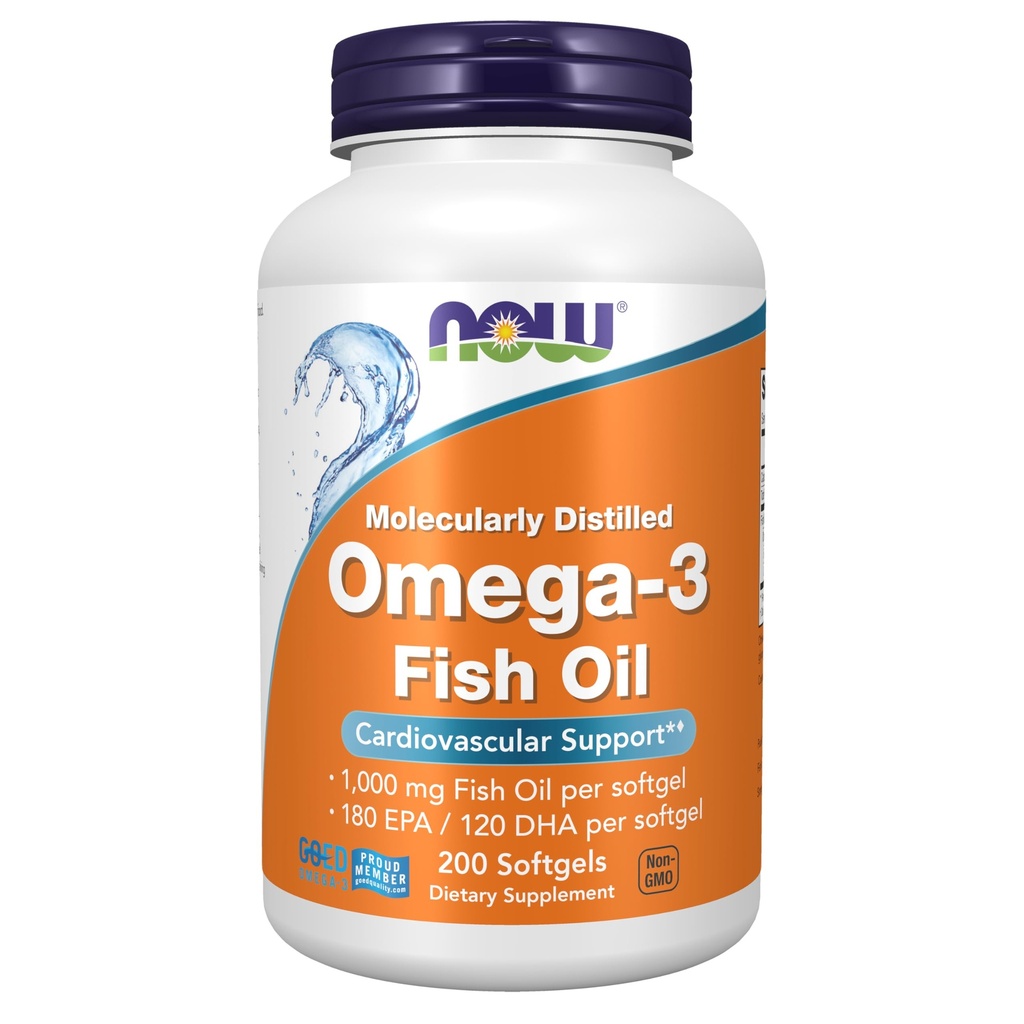 Now Foods Supplies,Omega-3 180 EPA / 120 DHA,分子蒸发,心血管支持*,200软胶