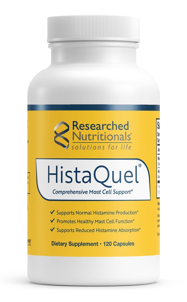 研究营养学 HistaQuel - 双行动组织胺和Mast细胞支持公式 - 临床研究 Flavonoid & Herbal 公式与Sting Nettle & Black Cumin种子油,120 Capsules