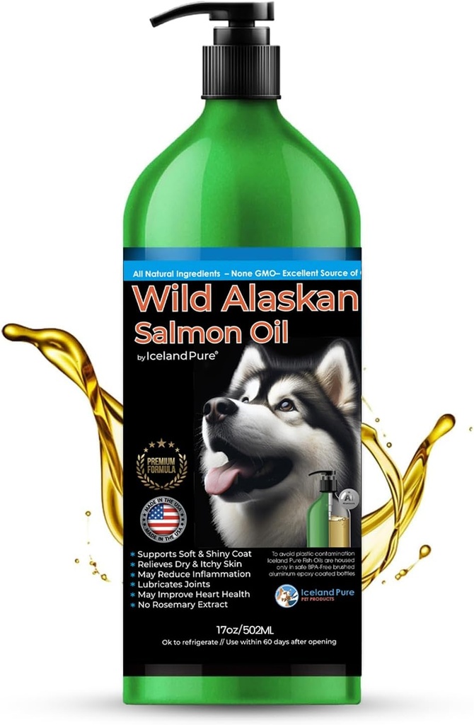 野生阿拉斯加沙门油用于狗和猫 冰岛纯 | | 1 043 mg Omega-3 / Teaspoon |  Sal Salmon Oil & Pollock Blend | BPA-无  Bru Epoxy Alum Epoxy Cottle with Pump - 17 oz