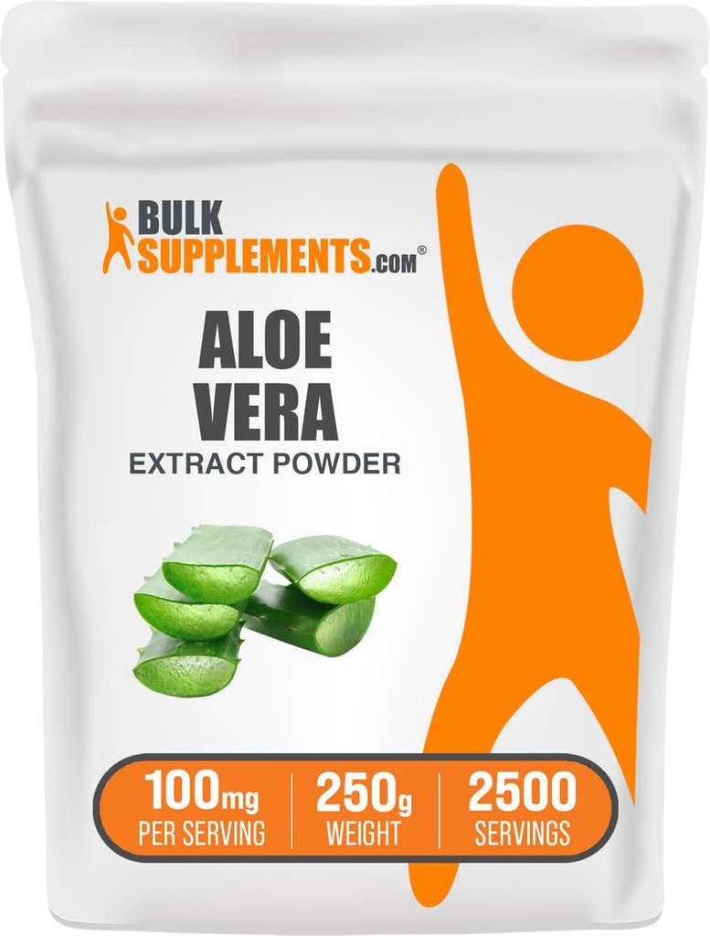 Bulk Assupports.com Aloe Vera 提取粉末 - Aloe Vera 补充药,草药补充剂 - Vegan & Gluten Free, 100 mg / service, 250g (8.8 oz) (Pack of 1)