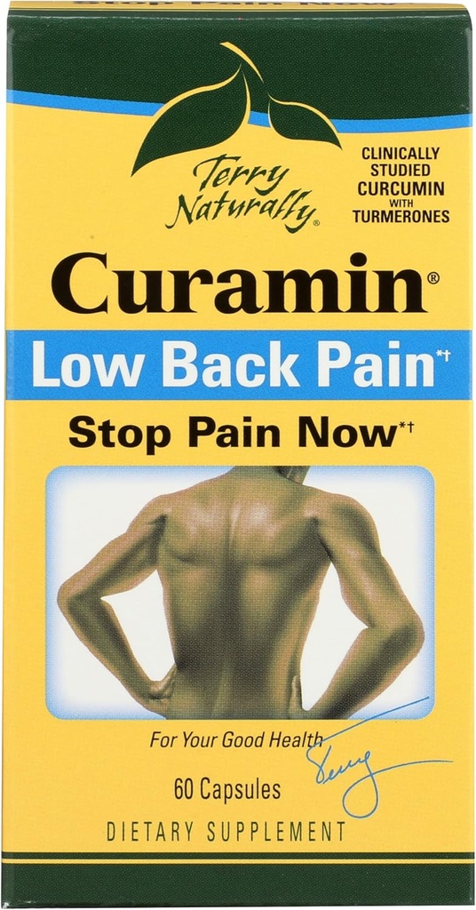 Terry自然 Curamin 低背痛 - 60 Vegan Capsules - 目标明确的救济补充品,支持健康软糖和舒适 - 非GMO,无胶囊 - 20名服务者